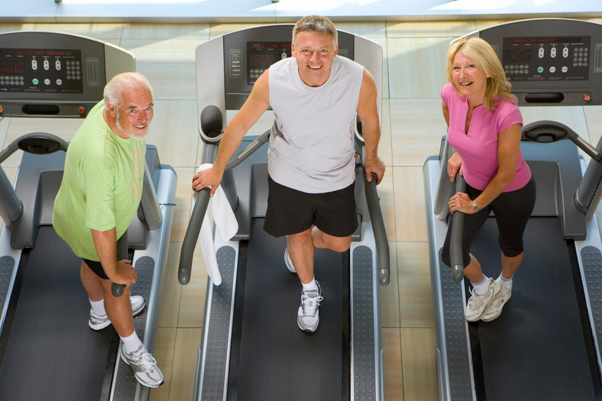 Seniors on treadmills